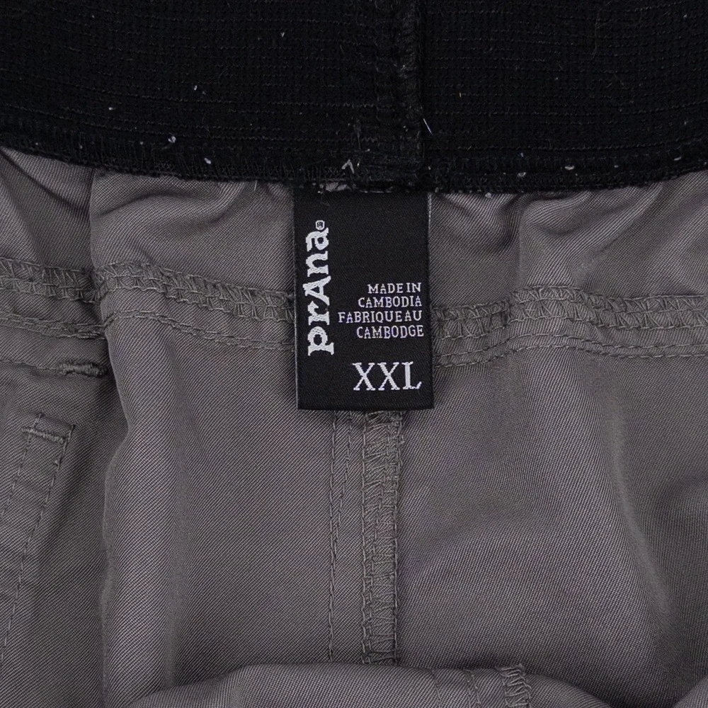 VTG prAna Mens XXL Shorts Grey Elastic Waist Breathe Polyester Gorpcore Outdoors